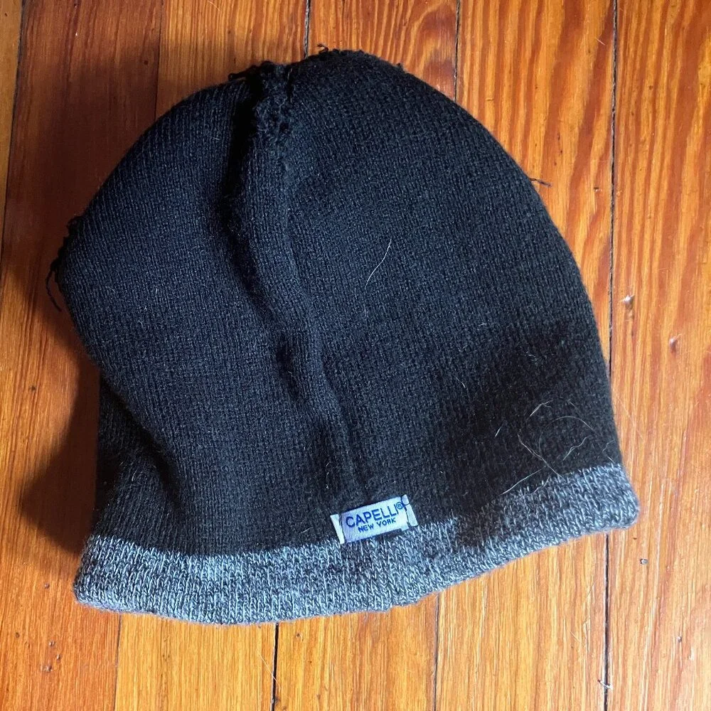 Capelli New York Youth Beanie Hat Blue Black Gray Pom Pom